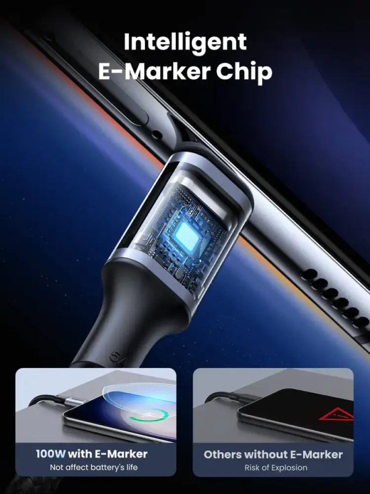 Câble de Charge Ultra-Rapide UGREEN 100W USB-C vers USB-C (Tressé)