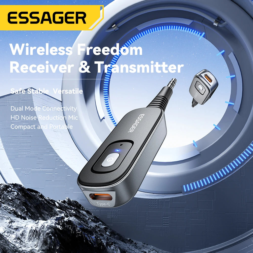Essager Bluetooth 5.1   3.5mm Jack Wireless Adapter - Transmitter Receiver