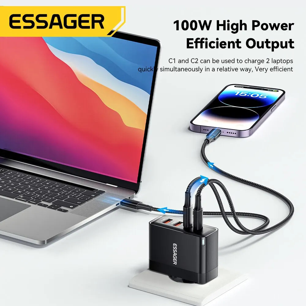 Essager 100W GaN USB-C Fast Travel Charger