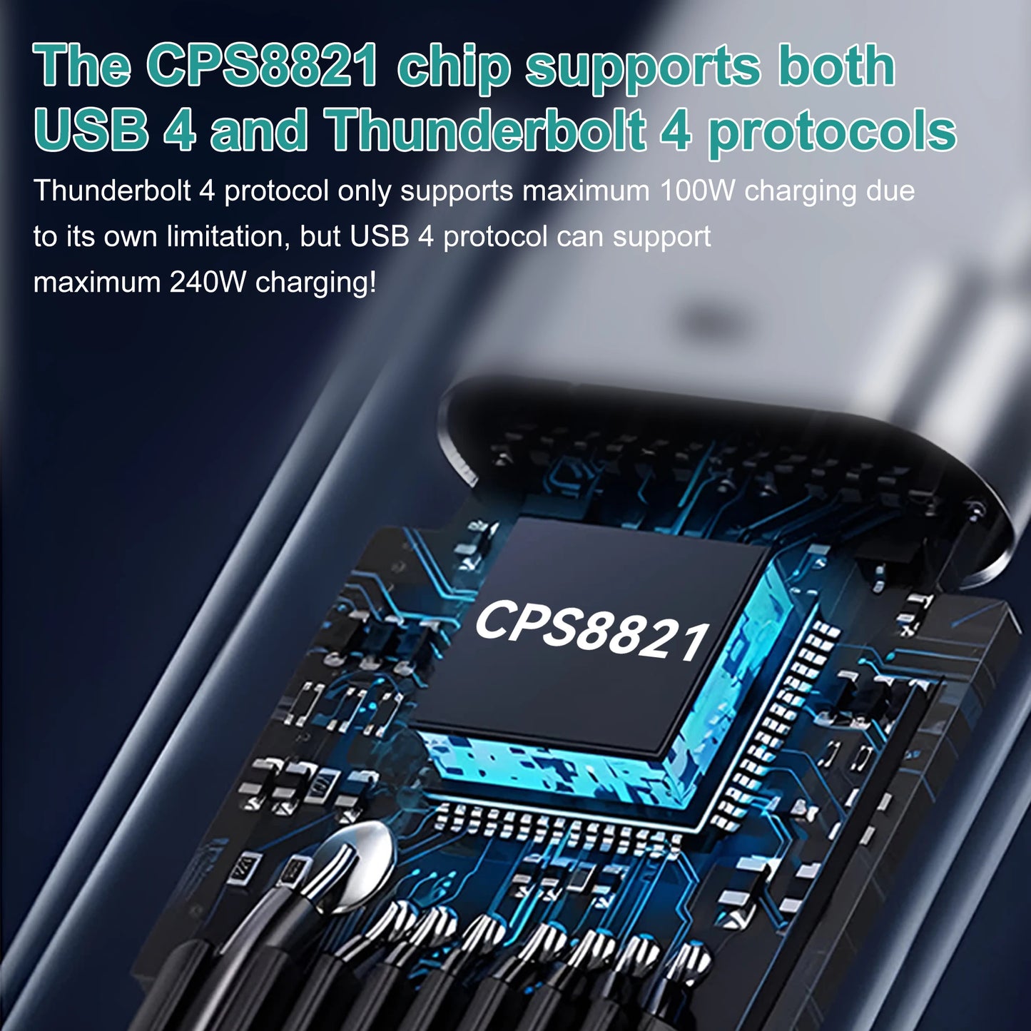 Cable USB4 40Gbps 48V 240W Thunderbolt 4 Type C to C