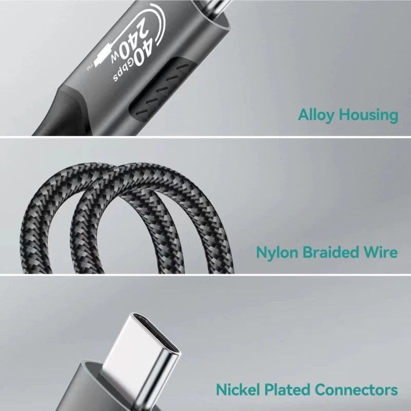 Cable USB4 40Gbps 48V 240W Thunderbolt 4 Type C to C