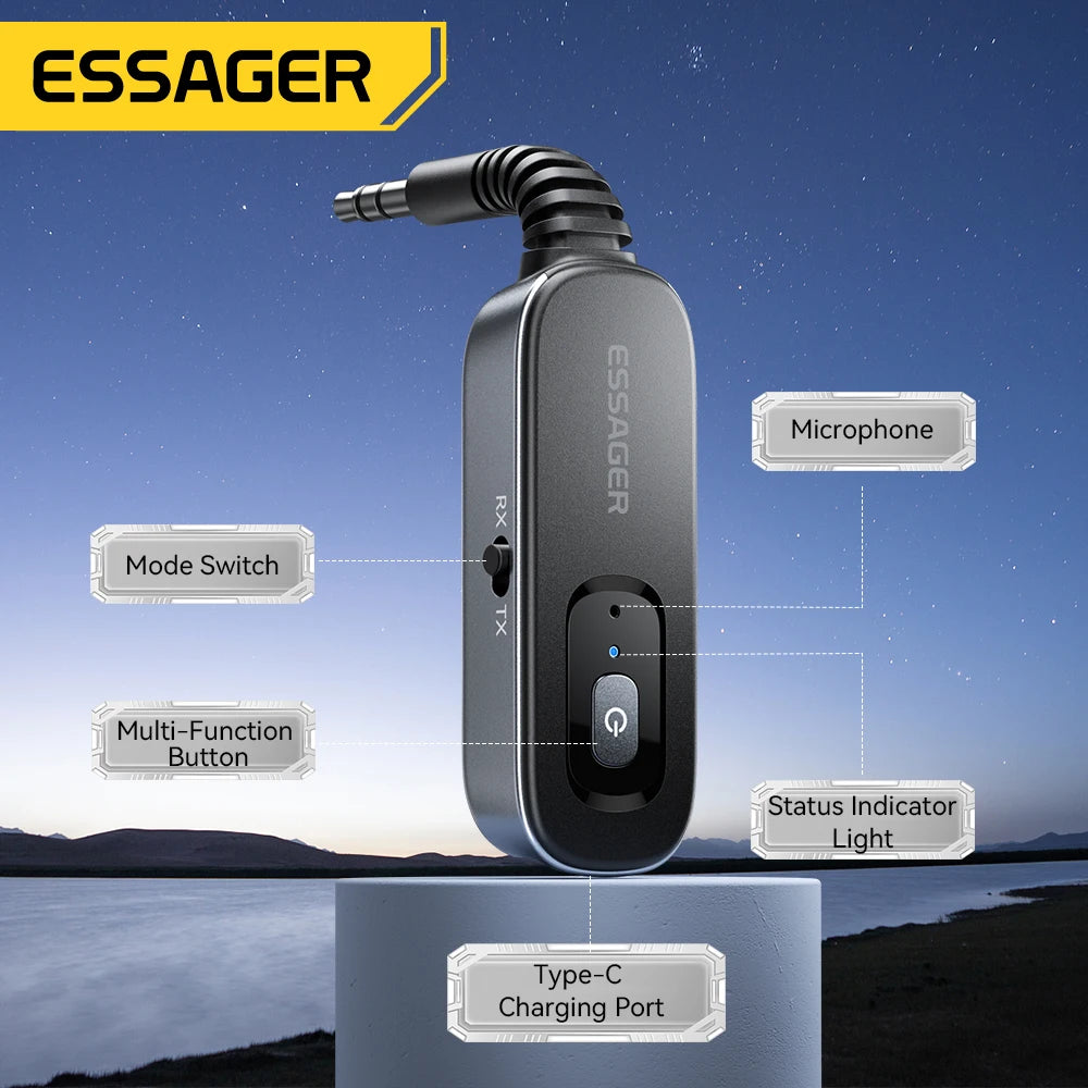 Essager Bluetooth 5.1   3.5mm Jack Wireless Adapter - Transmitter Receiver