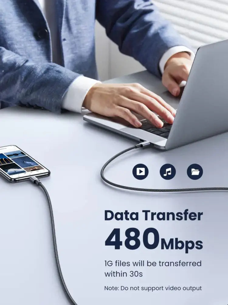 Câble de Charge Ultra-Rapide UGREEN 100W USB-C vers USB-C (Tressé)